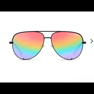 Quay Australia High Key Matte Black Rainbow Sunglasses NWT